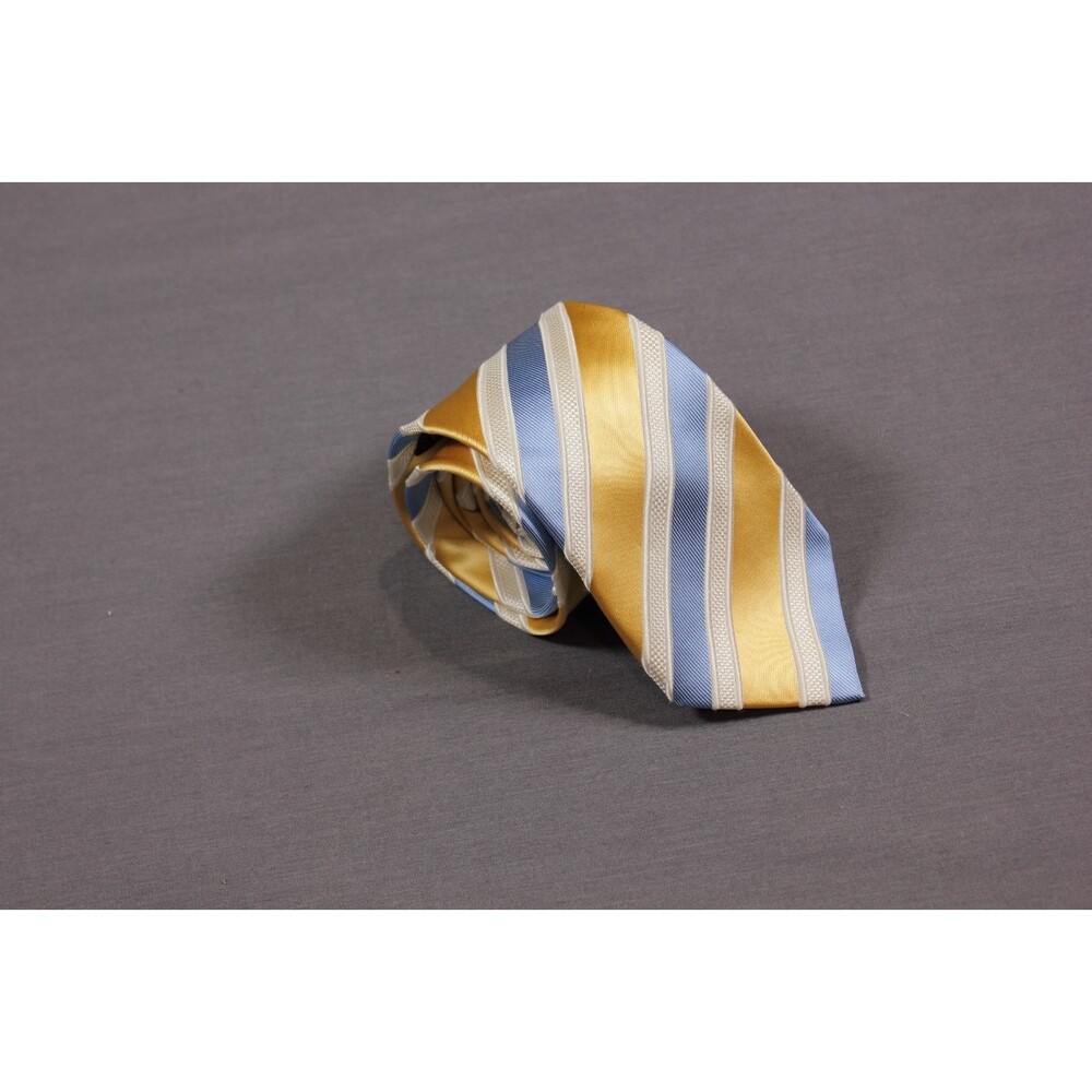 Donald J. Trump Signature Collection Blue Yellow Striped 100% Silk Men’s Tie